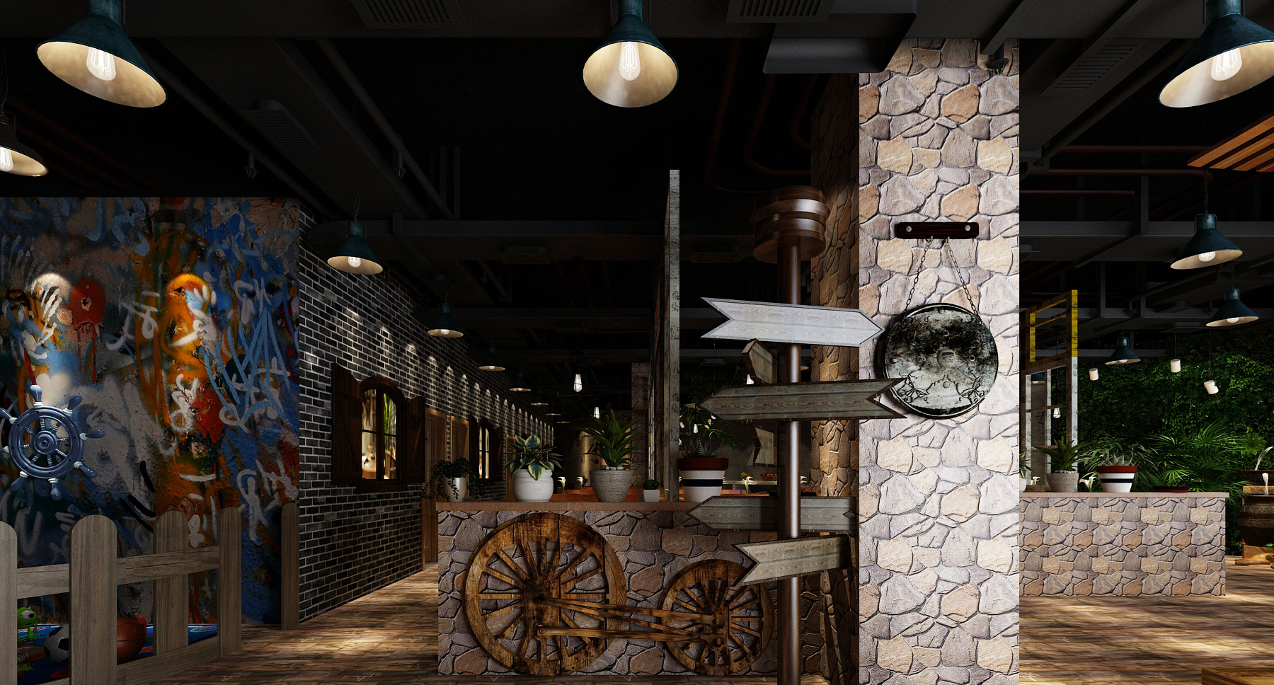 復(fù)古工業(yè)風(fēng)火鍋店裝修設(shè)計(jì)-第1張圖片-上海古都建筑設(shè)計(jì)集團(tuán)