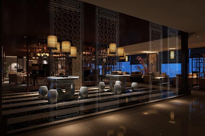 商務(wù)風格茶樓裝修設(shè)計-第1張圖片-上海古都建筑設(shè)計集團