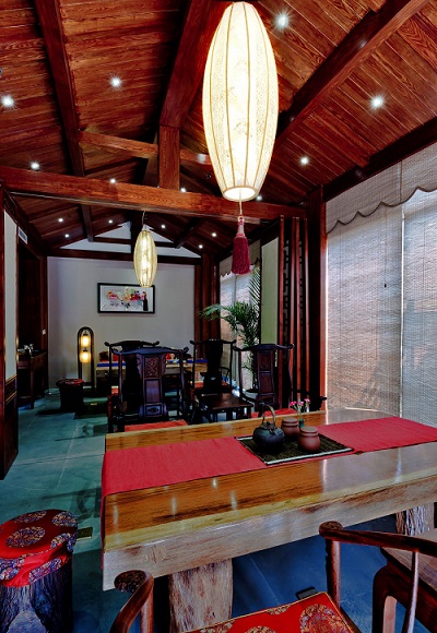 300平米中式茶樓裝修設計效果-第2張圖片-上海古都建筑設計集團